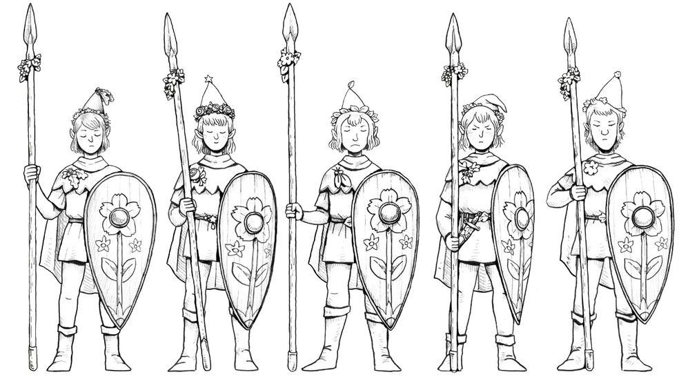Ranks of elf spearmen... now with cloaks!