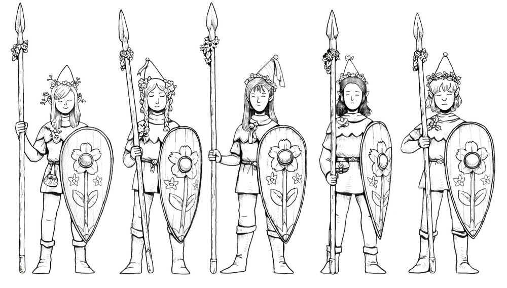 5 elf spearwomen