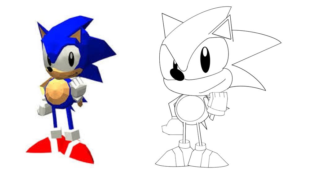 A drawing I did of Sonic from Sonic The Fighters and I'm pretty proud of it