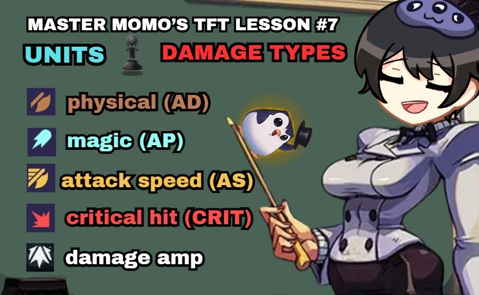 momo pointing at a chalk board with tips