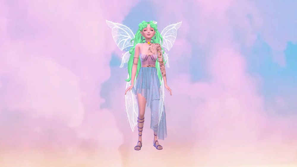 Photo of Flaerella’s fairy OC recreated in The Sims 3 PC video game