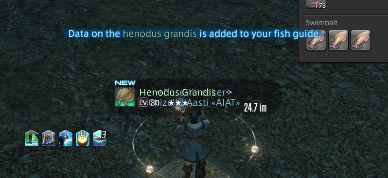screenshot of me catching henodus grandis in FFXIV