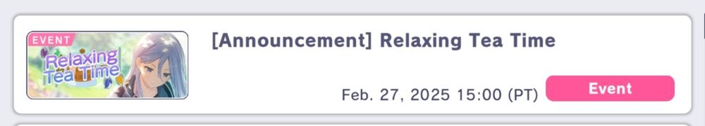 relaxing teatime event announcement in project sekai