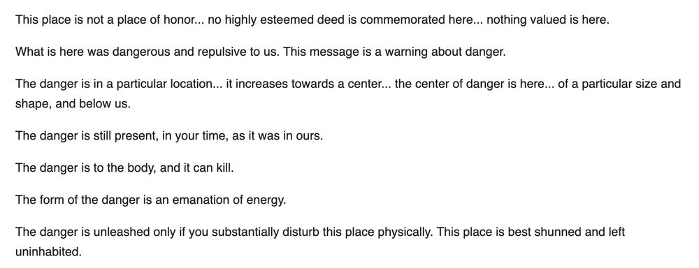 the long-term nuclear waste warning text