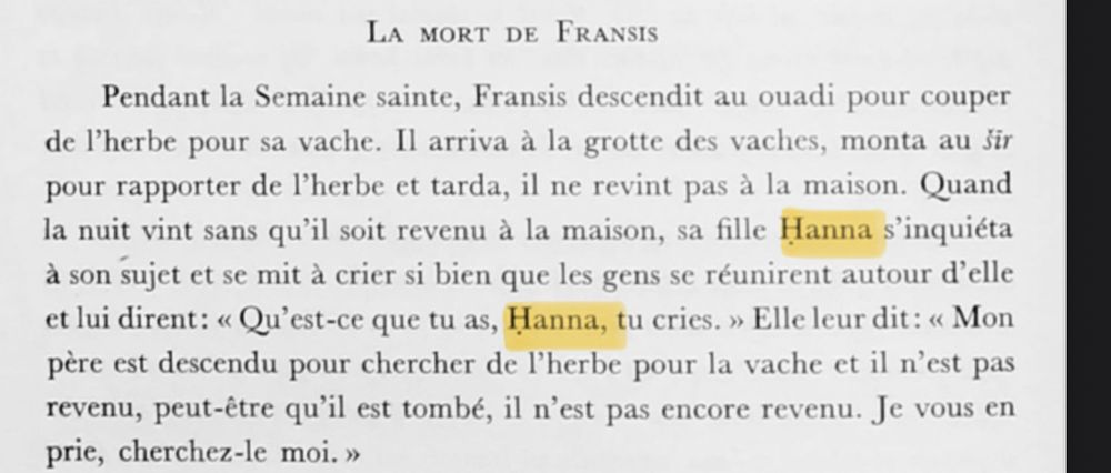 french translation of that passage showing that fleisch chose to render the name as <Ḥanna> both times