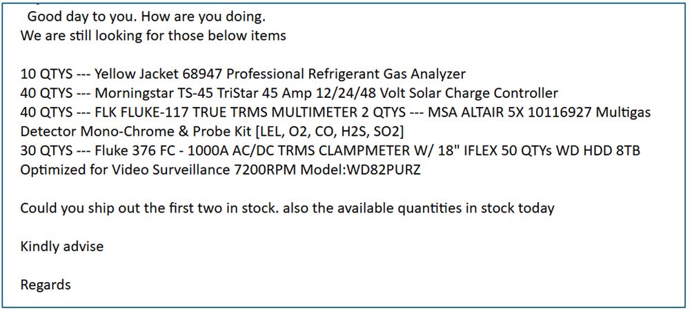 Example item list. 