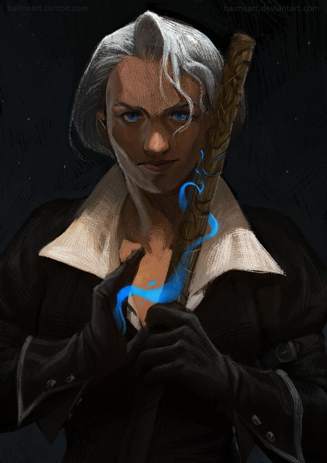Eskarina Smith adulta completamente badass com a vara de mago que ela conseguiu aos oito anos, brotando magia que ela super aprendeu a dominar. Esplêndida com seus cabelos brancos e olhar determinado

arte de HAIME ART https://haimeart.tumblr.com/post/158558043675/eskarina-smith-from-i-shall-wear-midnight-by