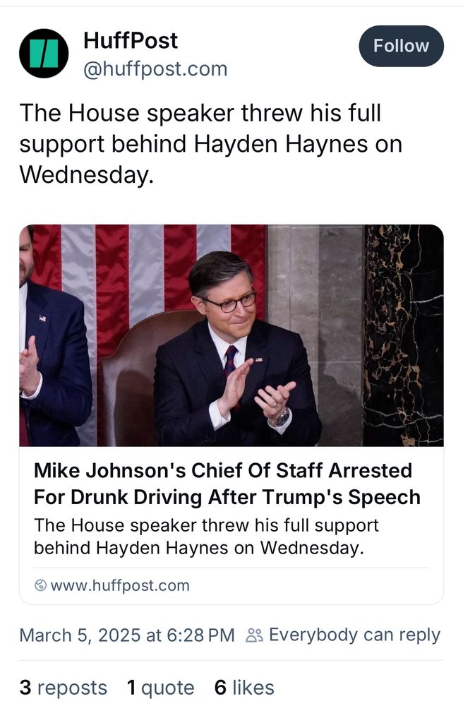 The House speaker threw his full support behind Hayden Haynes on Wednesday.

Mike Johnson's Chief Of Staff Arrested For Drunk Driving After Trump's Speech 
The House speaker threw his full support behind Hayden Haynes on Wednesday.