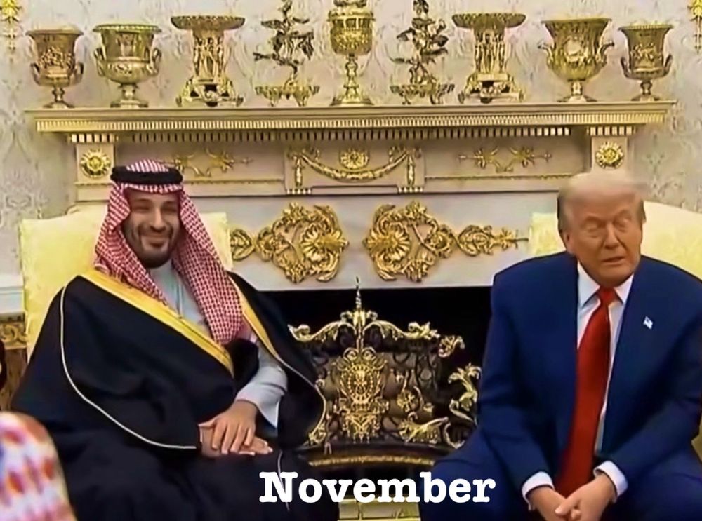 Trump in the Oval Office today. One gold trophy that was not gold has been replaced, the mantle itself is now painted gold and there is a ridiculously ornate gilt fireplace screen added to all the other gilt. 