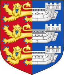 The coat of arms of the town of Sandwich is pretty stupid looking: three half lions with blue tongues and blue nail polish attached to three half...castles? Tollbooths? It's pretty unclear. 