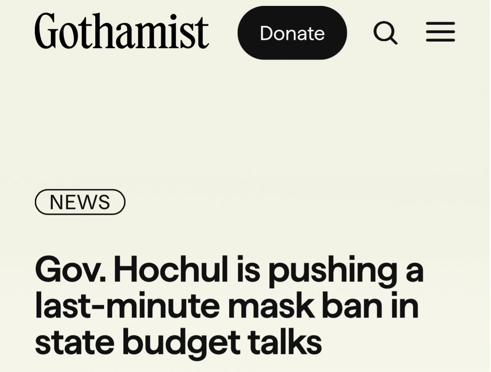 Headline: Gov Hochul is pushing a last-minute mask ban in state budget talks