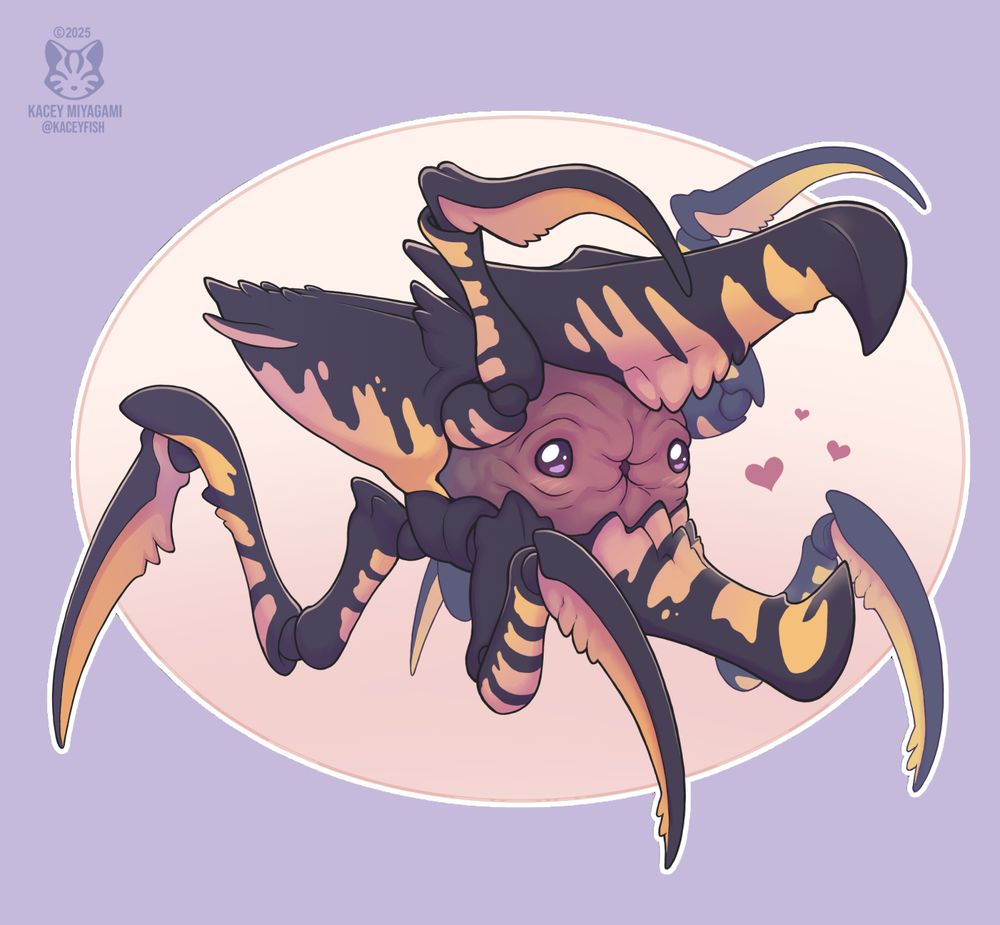 Klendathu warrior bug from Starship Troopers, with big shiny eyes and rounded and softened features.