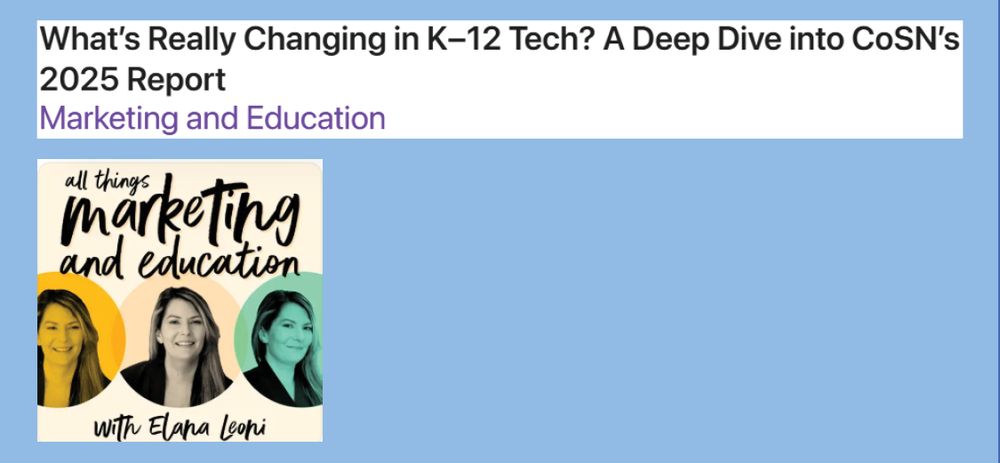 New episode of All Things Marketing & Education!
CoSN's CEO Keith Krueger joins Elana Leoni to unpack the 2025 State of EdTech Leadership report. Listen now on Apply Podcast or Spotify