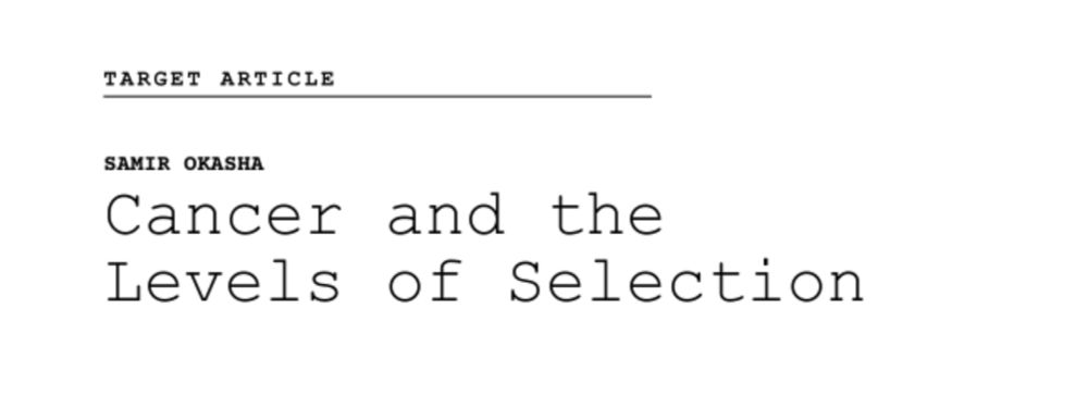 Okasha, Cancer and the Levels of Selection | Letters to the Editor