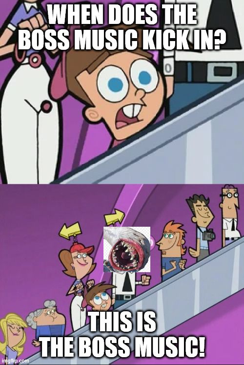 This is a meme joking about how the boss Khezu from the Monster Hunter series does not have a boss backing track. So a friend jokes about how we're listening to Khezu's theme RIGHT NOW (silence)