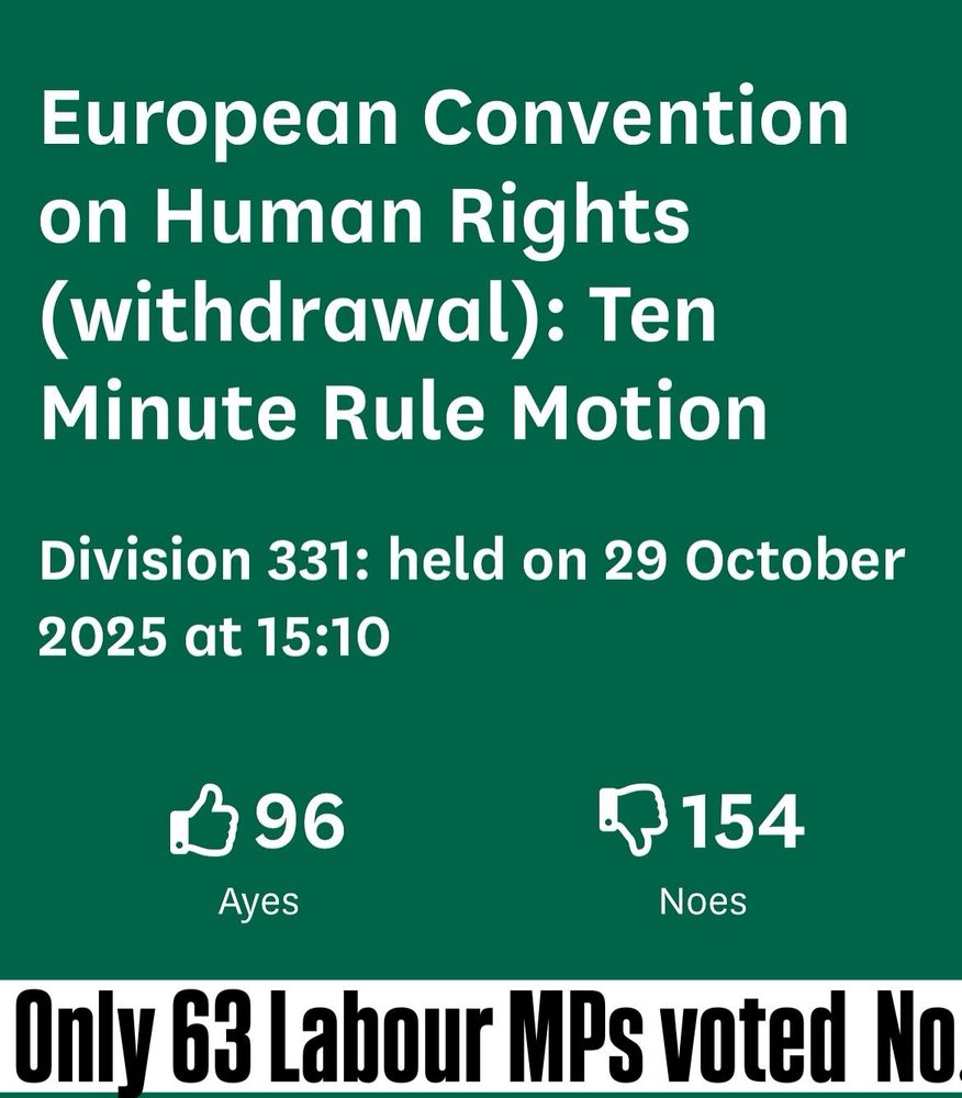 ECHR Withdrawal Motion graphic. 96 votes for, 154 against.