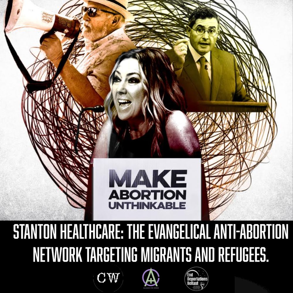 Corporate Watch Alliance For Choice & EDB Graphic

Stanton Healthcare: The Evangelical Anti-abortion network targeting migrants and refugees. Read full report in thread.