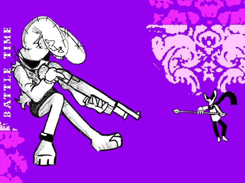 Anthropomorphic rabbits in the OFF art style