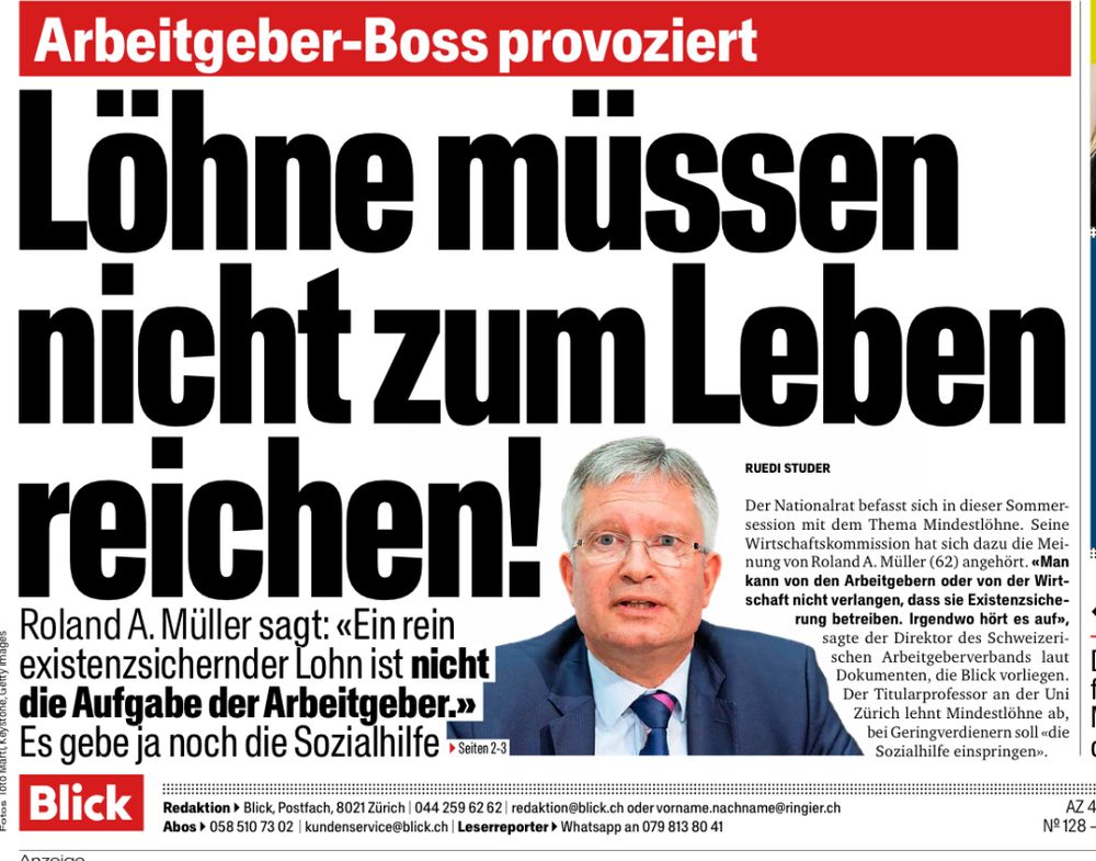 Arbeitgeber-Boss provoziert Lohne müssen nicht zum Leben reichen.