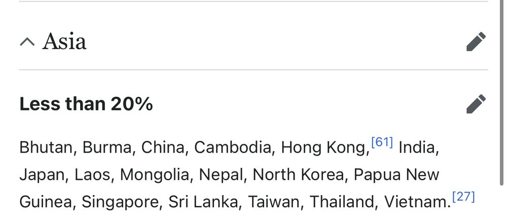Screen shot showing that circumcision is uncommon (under 20%) in much of Asia