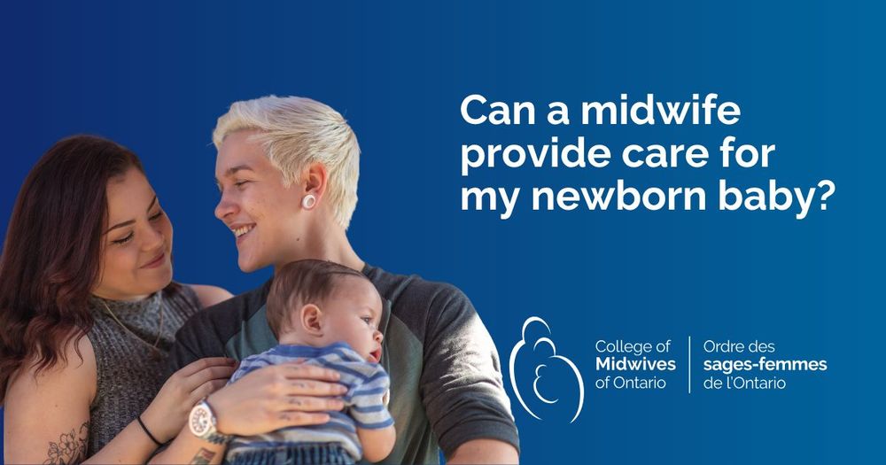 image of a couple holding their newborn baby. text that reads "Can a midwife provide care for my newborn baby?"
