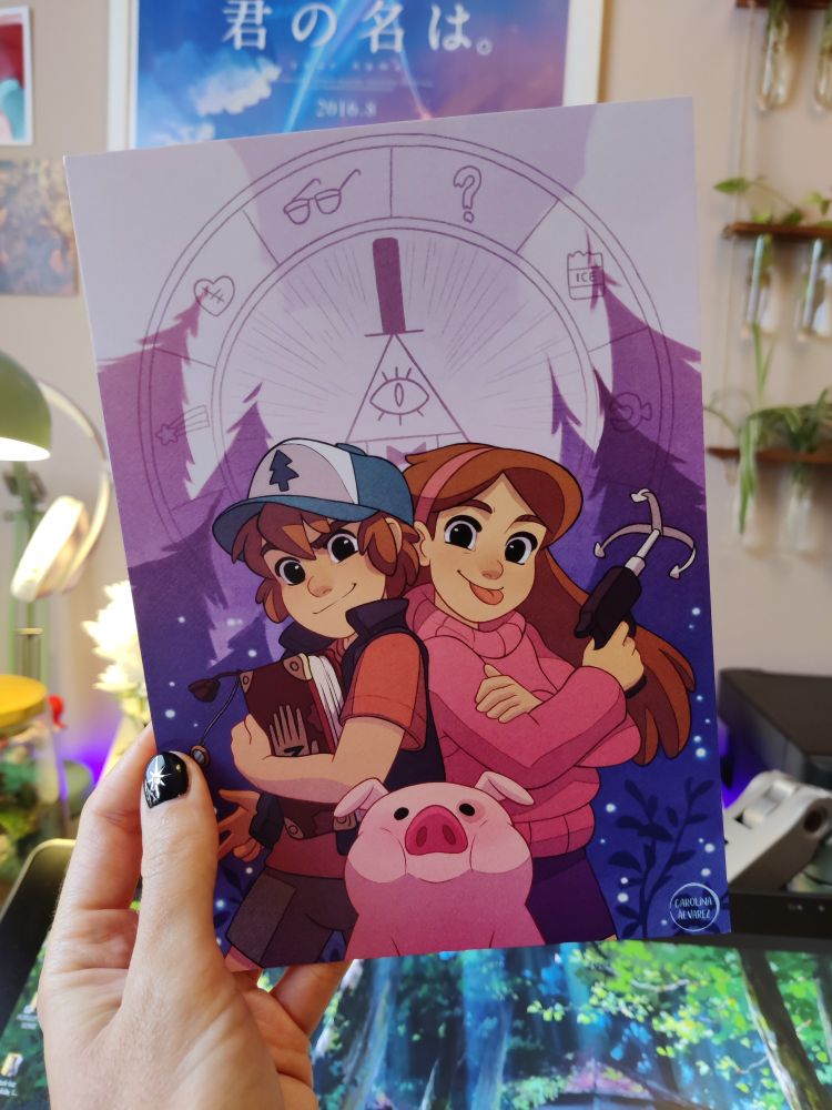 Fanart of Gravity falls of Dipper, Mabel and Waddles