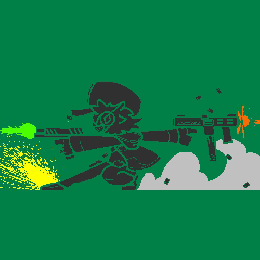 The same piece, but with the background words removed. The piece now closely resembles a piece of official Ultrakill key art.