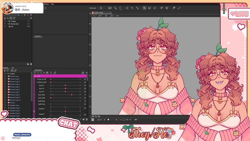 Stream Thumbnail of my vtuber and stream overlays set up inside of obs