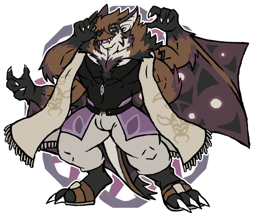 Anthro bat with a shawl. They have four arms and extra pair of eyes.