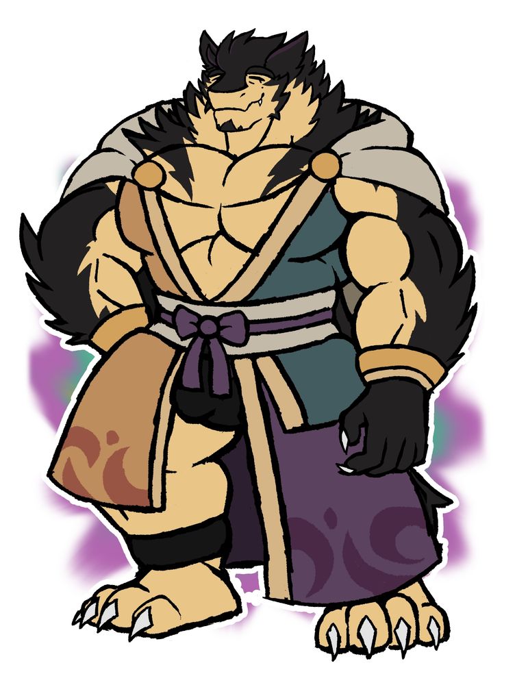 Muscular typhlosion wearing a kimono