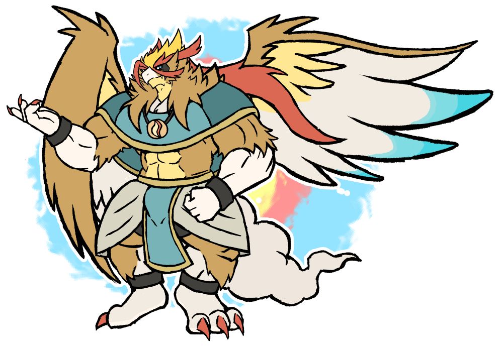 Muscular bird/griffin Pokemon with an open wing