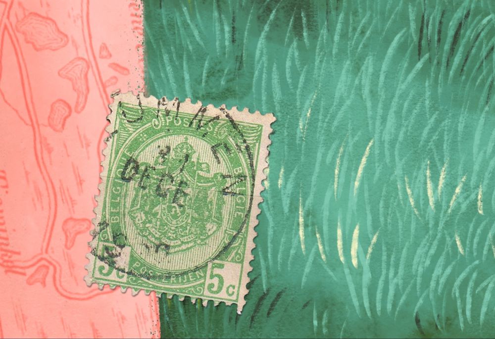 Another closeup detail, incorporating some old maps and stanps that were stamped in the town my ancestors lived... 