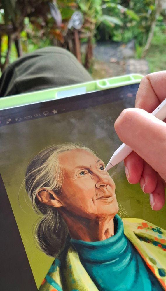 Working on a new portrait for my inspiring women series, drawing this portrait on my ipad.