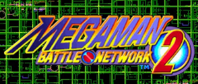 a megaman 2 battle network logo is displayed on a green background