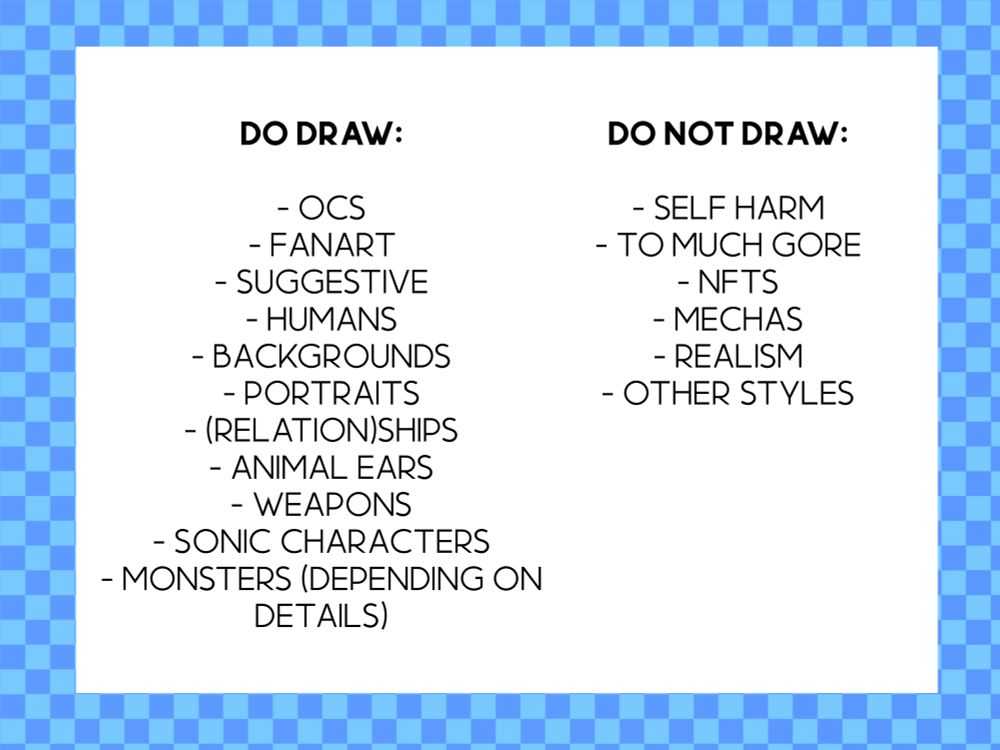 Commissions I will and will not accept