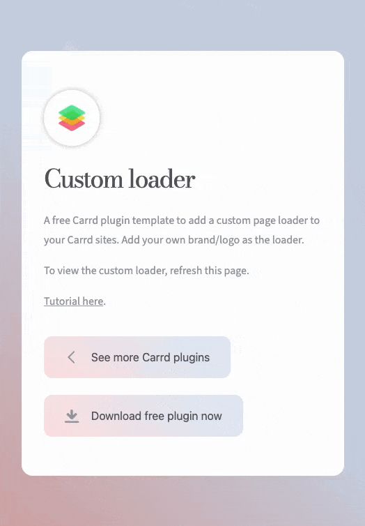 Screen recording of custom loader Carrd plugin template - https://customerloader.carrd.co