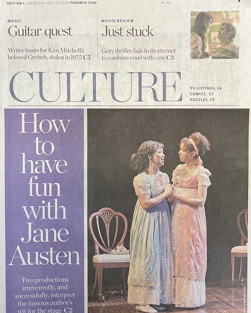 Cover of Toronto Star Culture section with headline: "How to have fun with Jane Austen" along with a production image from Sense and Sensibility.