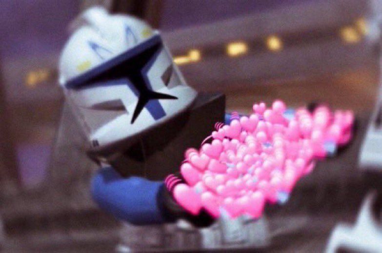 LEGO Captain Rex carrying a lot of heart emoji