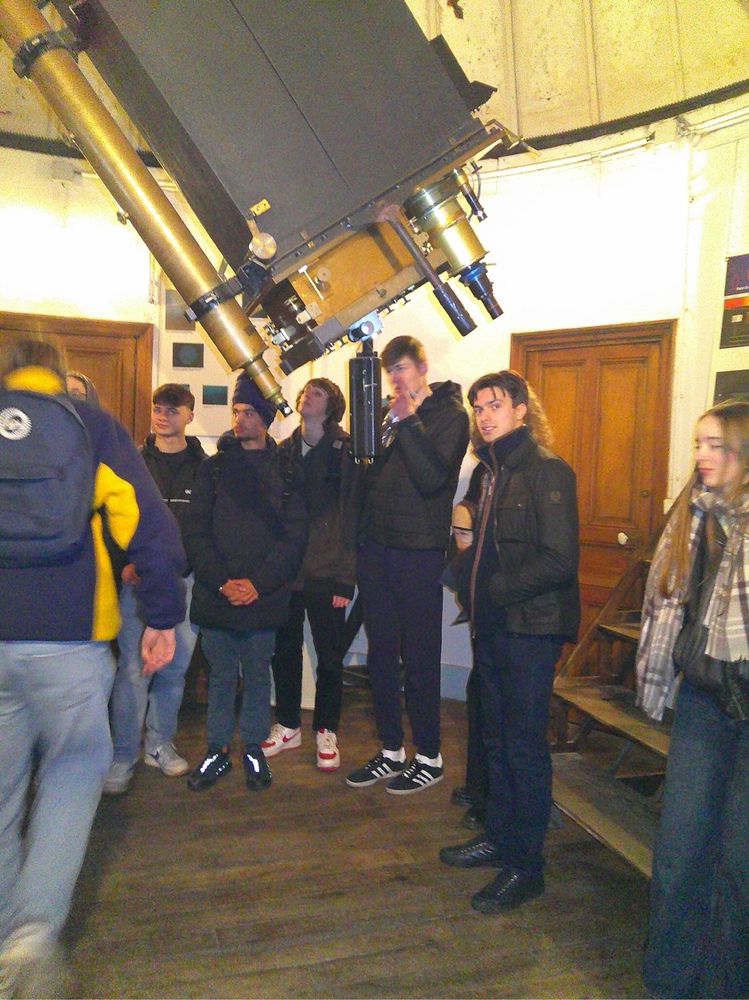 Some students and a telescope