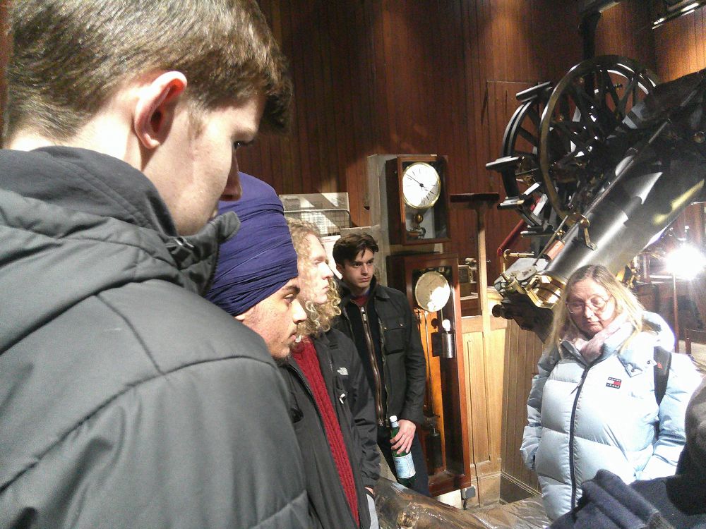 Students and a big telescope