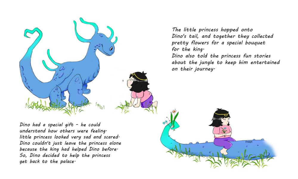 Drawing a Story about a dragon and a little girl