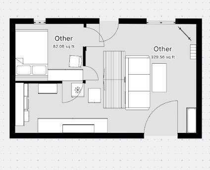 a floor plan showing an impossibly mangled ground floor with several overlapping doors and furniture and both rooms labelled "other"