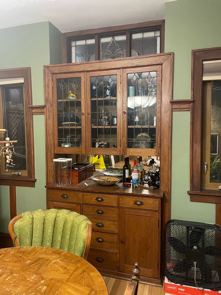 Built in China cabinet in the dining room 