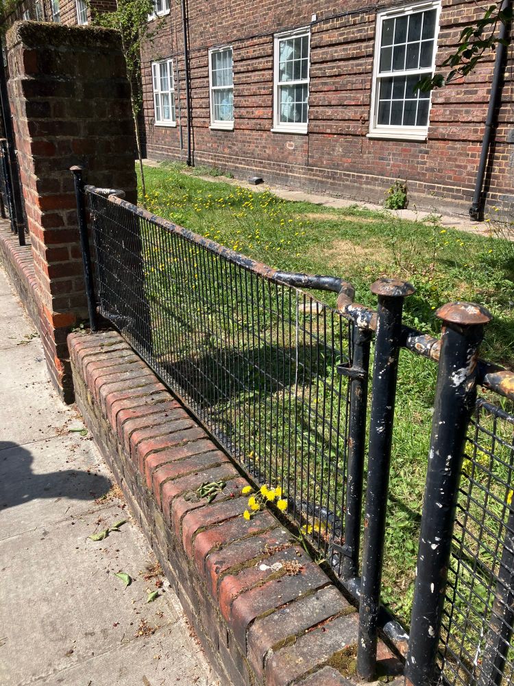 Second World War stretchers used as estate railings 