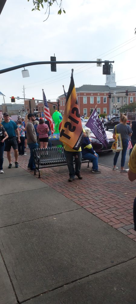 Alien costume at No Kings protest 