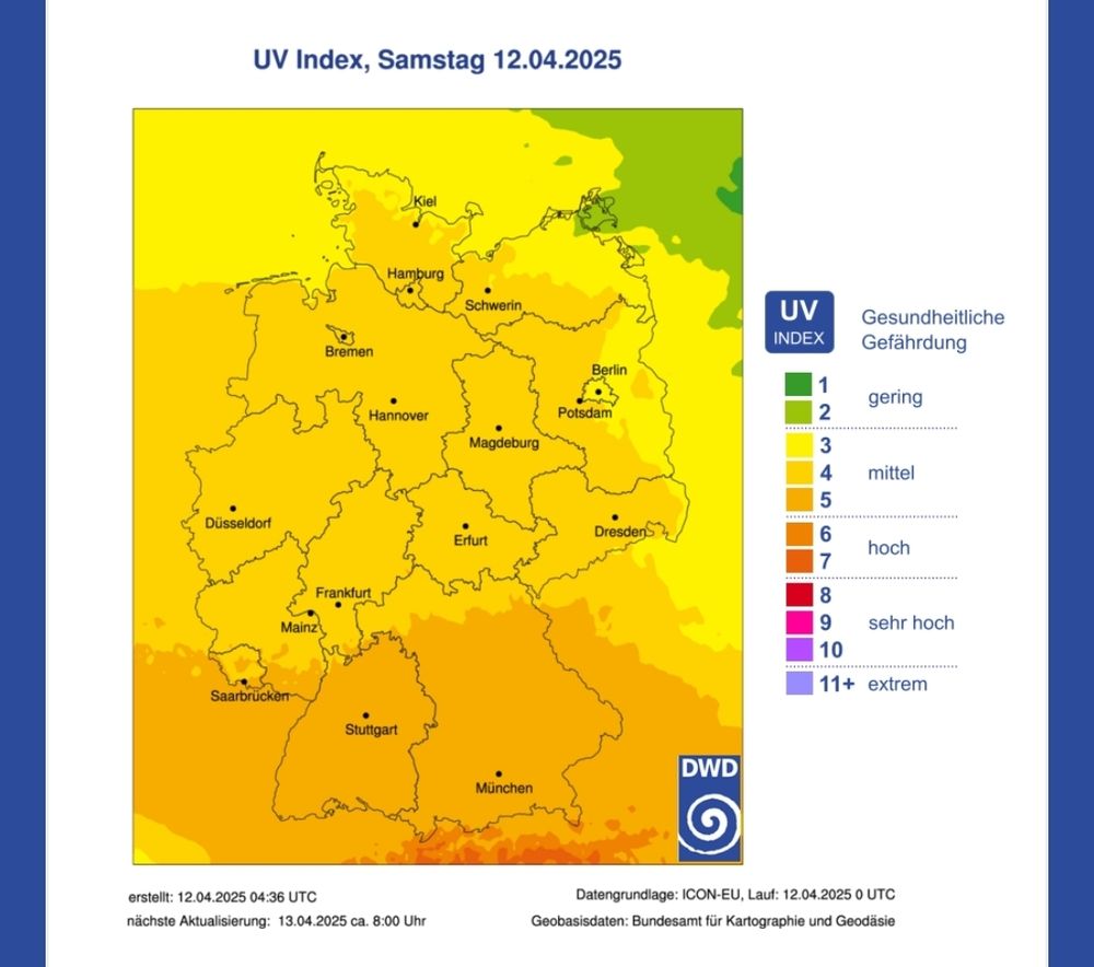 UV Index Karte des DWD