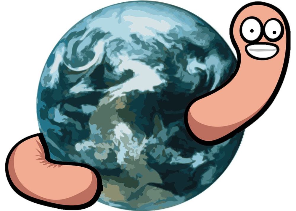 Eine Weltkugel mit einem Wurm.