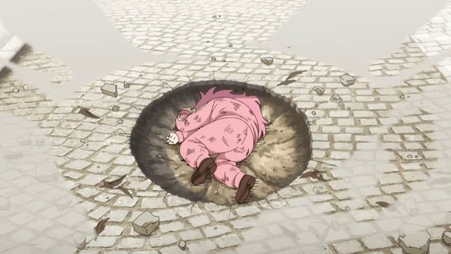 a cartoon of a person laying in a hole