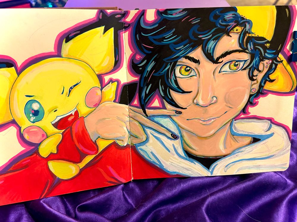 A drawing of gold with his pichu :)