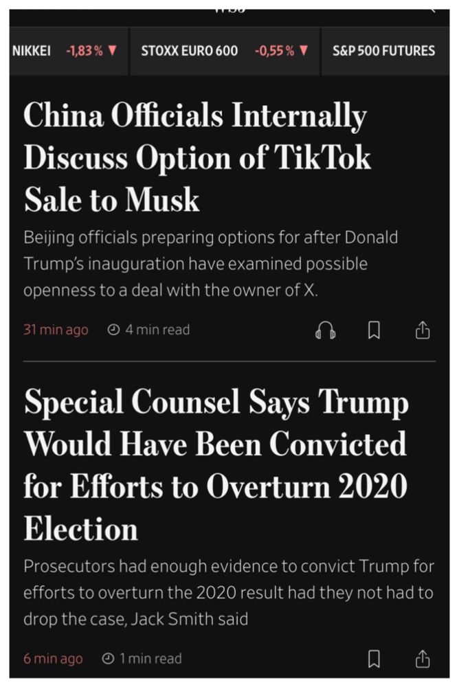 Musk given TikTok, Trump in jail if not president. wsj sceenshot